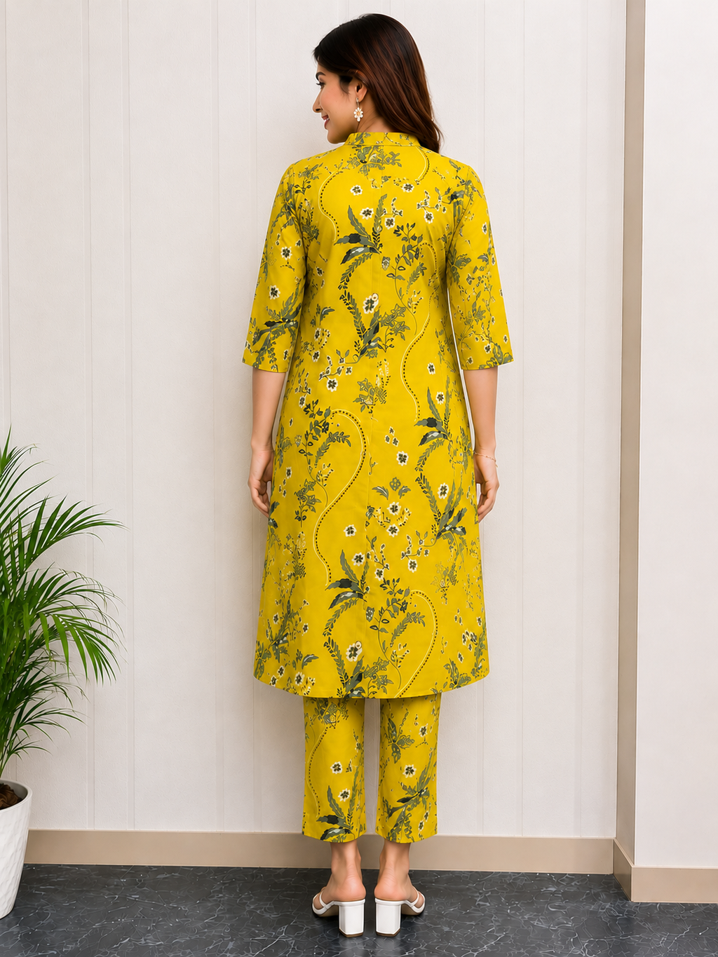 Women's Embroidered Cotton Blend Kurti Pant Set | DCVK-04