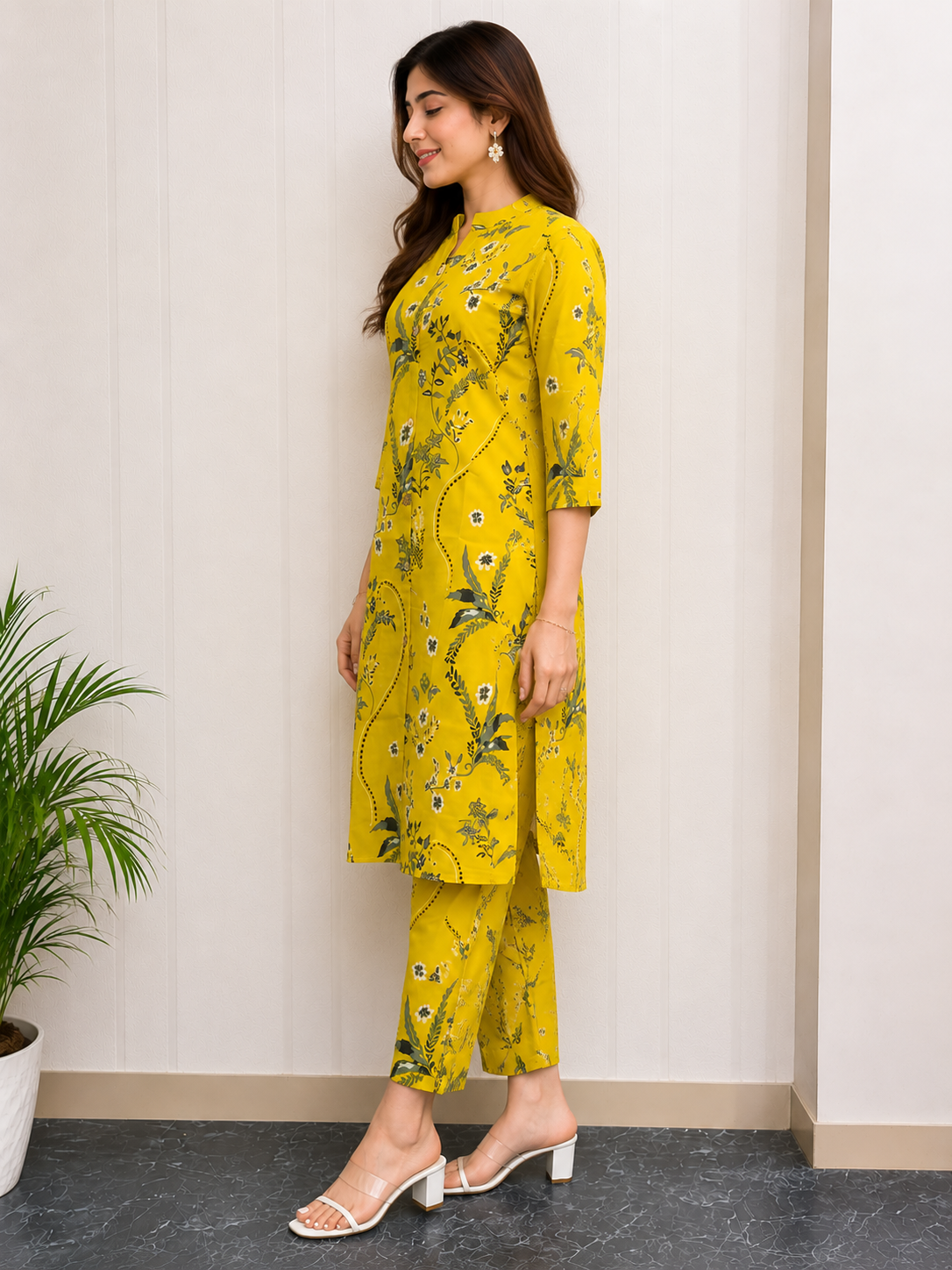 Women's Embroidered Cotton Blend Kurti Pant Set | DCVK-04