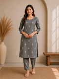 Women's Embroidered Cotton Blend Kurti with Pant Set | DCVK-05