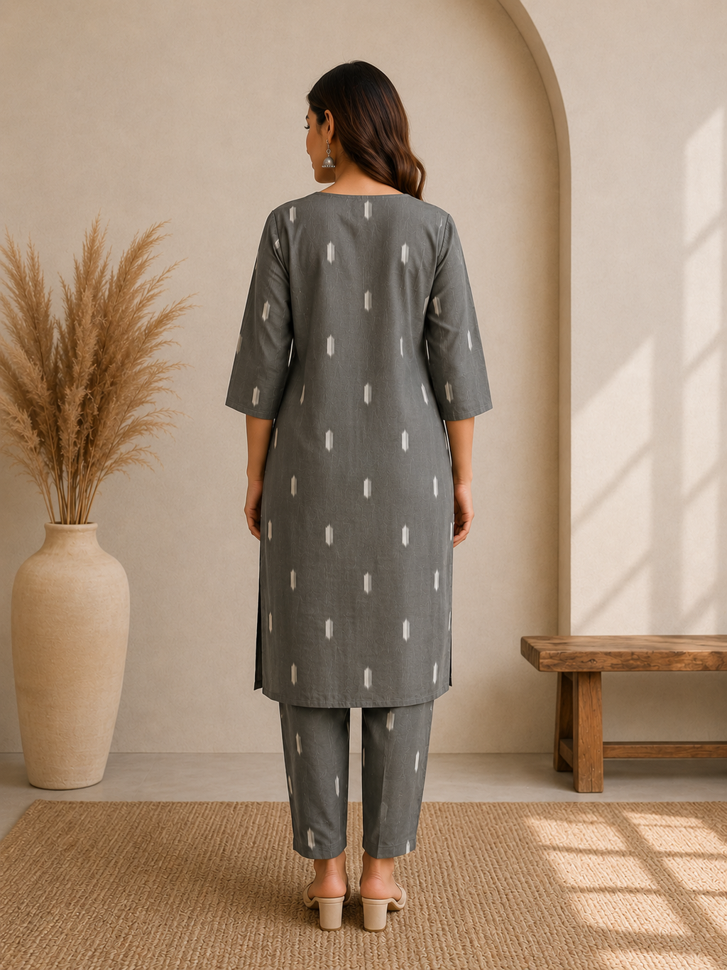 Women's Embroidered Cotton Blend Kurti with Pant Set | DCVK-05
