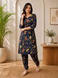 Women's Embroidered Cotton Blend Kurti with Pant Set | DCVK-06