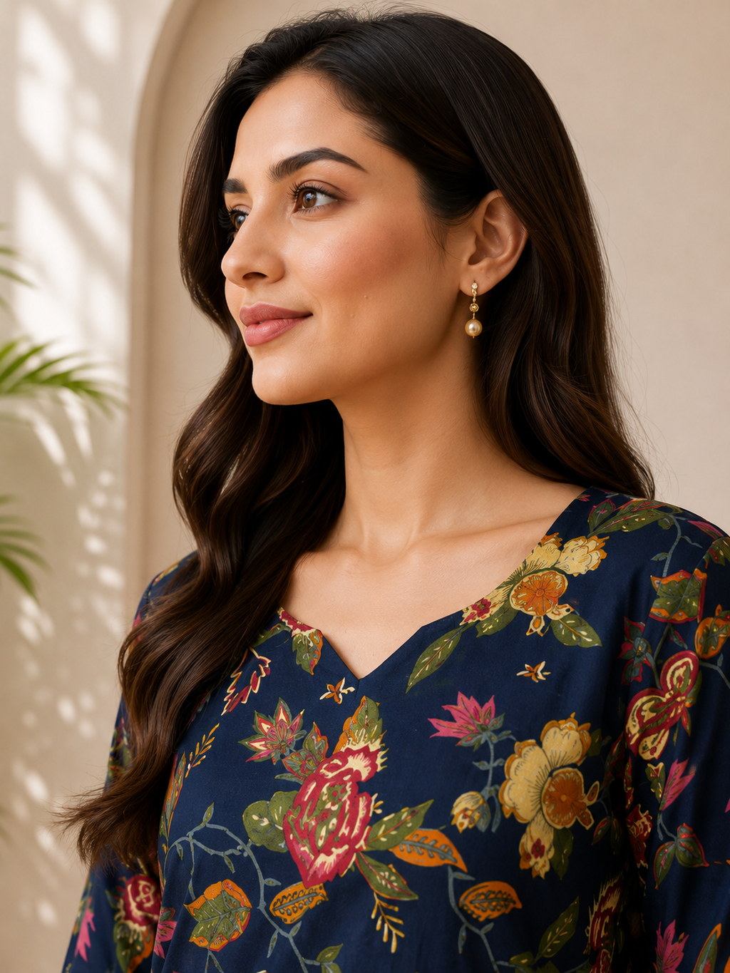 Women's Embroidered Cotton Blend Kurti with Pant Set | DCVK-06
