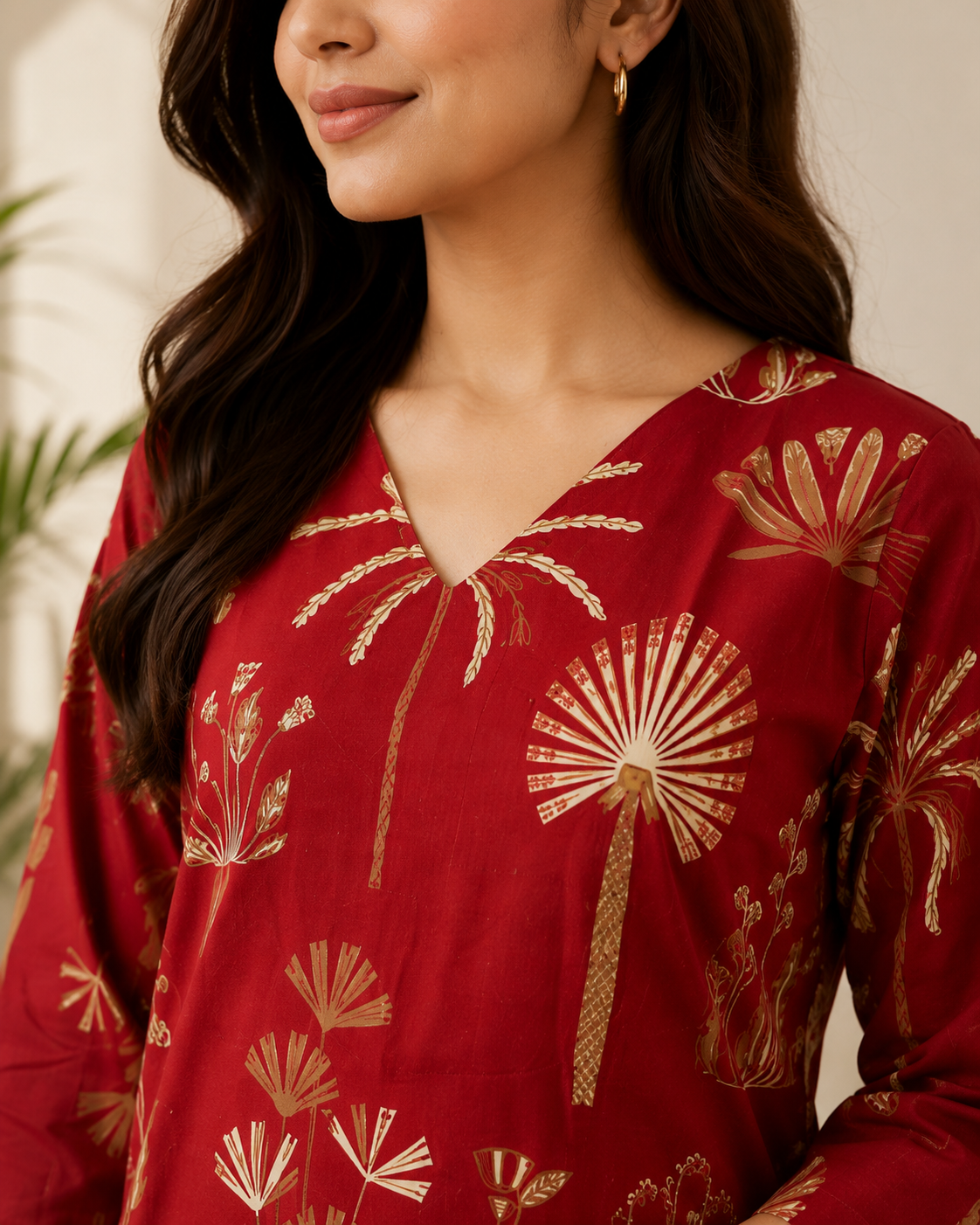 Women's Cotton Blend Embroidered Kurti with Pant Set | DCVK-08