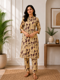 Women's Cotton Blend Embroidered Kurti with Pant Set | DCVK-09
