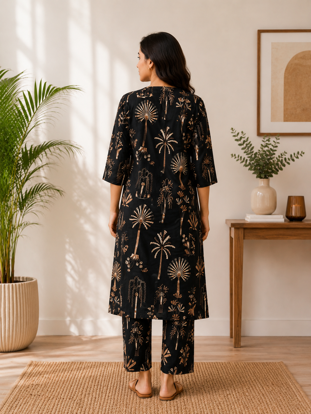 Women's Cotton Blend Embroidered Kurti with Pant Set | DCVK-10