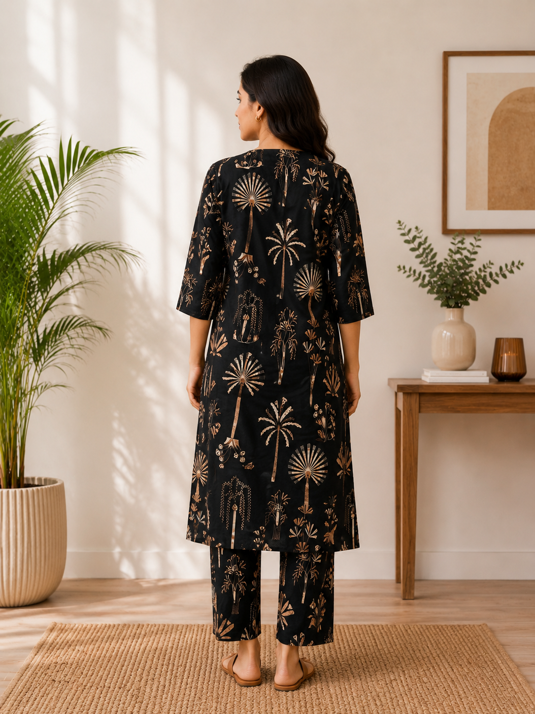 Women's Cotton Blend Embroidered Kurti with Pant Set | DCVK-10