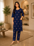 Women's Cotton Blend Embroidered Kurti with Pant Set | DCVK-11