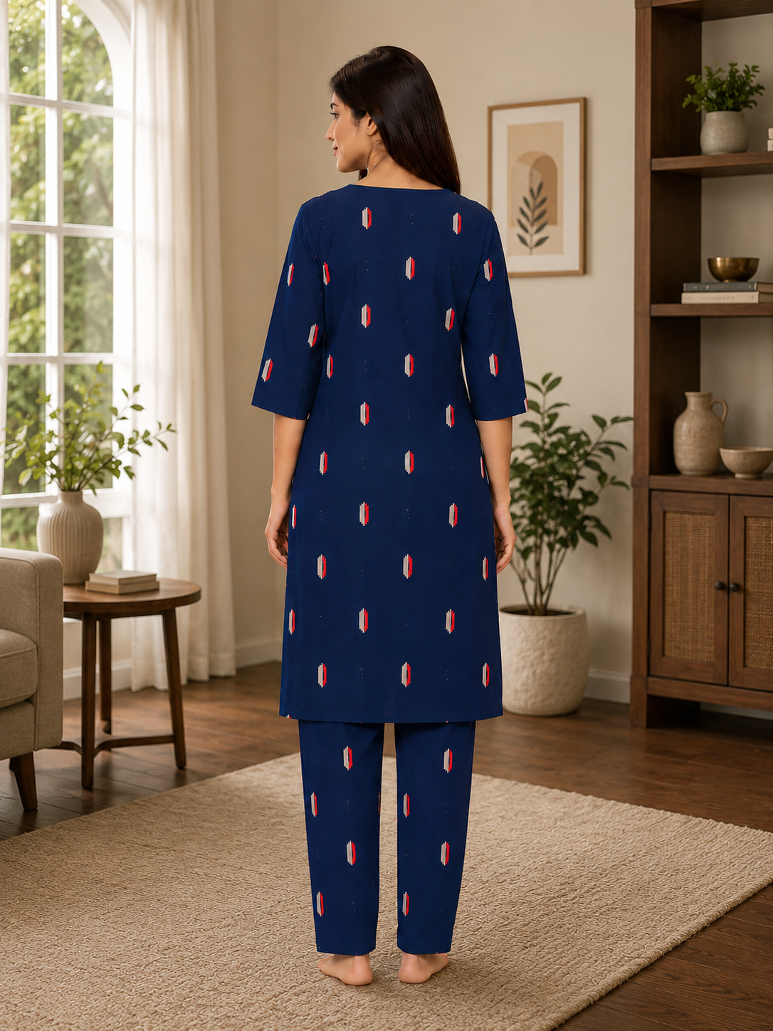 Women's Cotton Blend Embroidered Kurti with Pant Set | DCVK-11