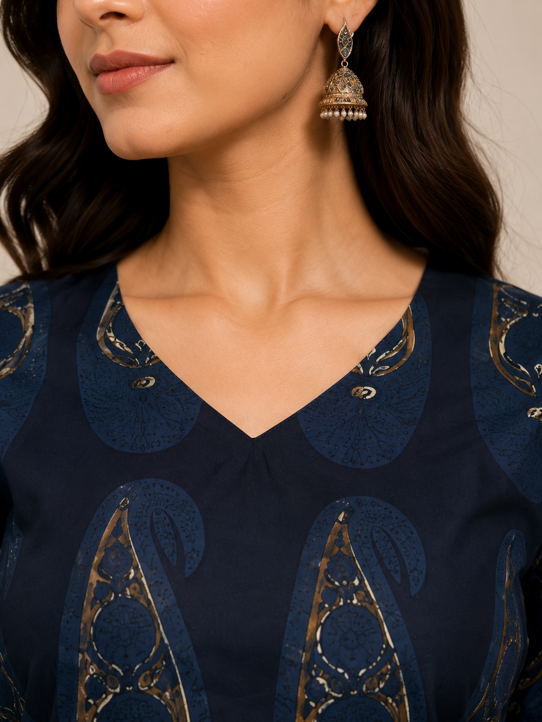 Women's Cotton Blend Embroidered Kurti with Pant Set | DCVK-12