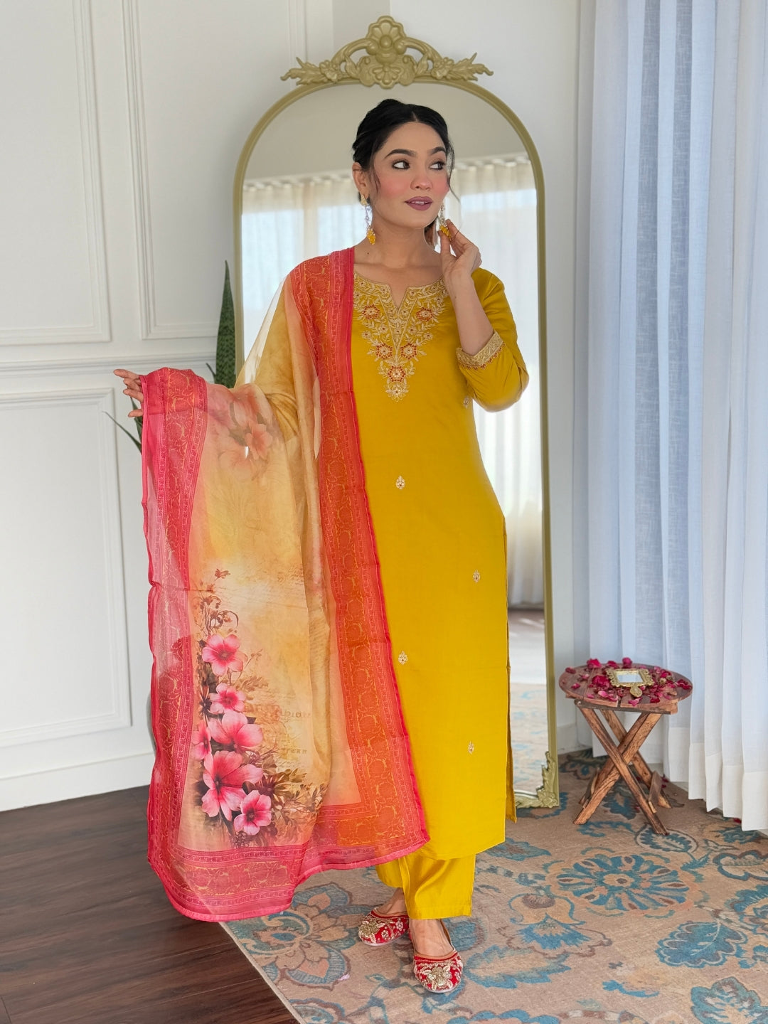 Women's Embroidered Rayon Kurta Pant Dupatta Set | Designer Ethnic Suit | D697