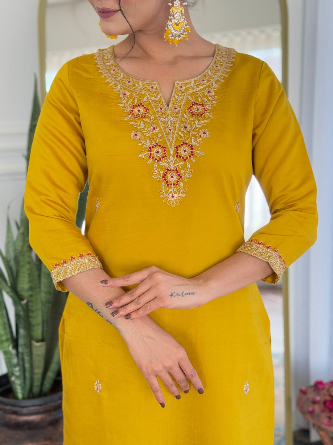 Women's Embroidered Rayon Kurta Pant Dupatta Set | Designer Ethnic Suit | D697
