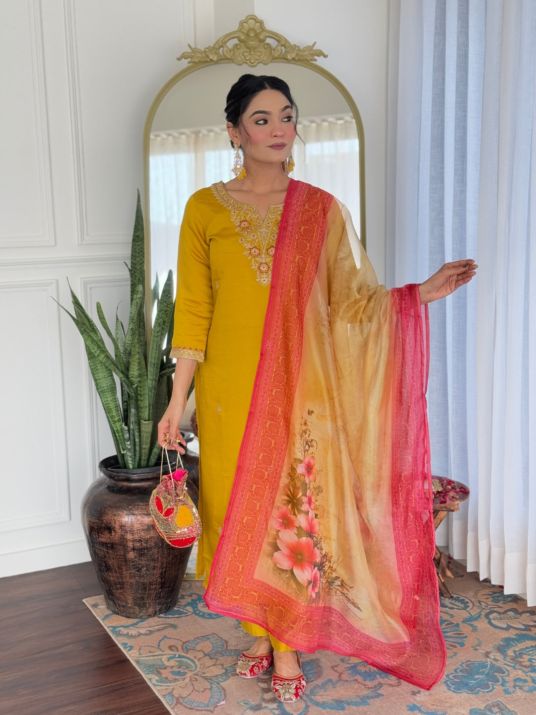 Women's Embroidered Rayon Kurta Pant Dupatta Set | Designer Ethnic Suit | D697