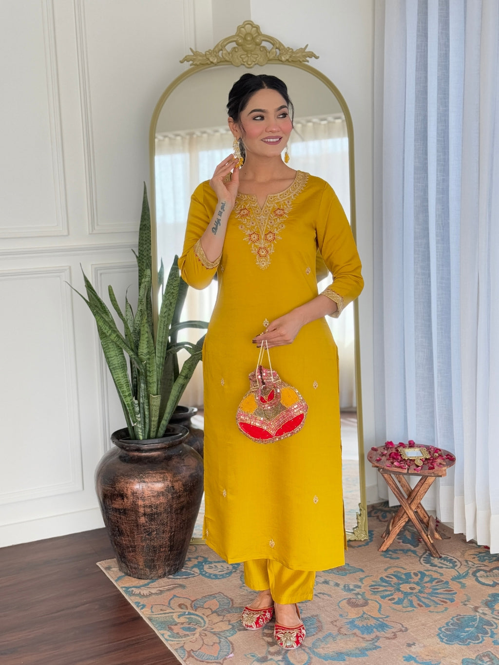 Women's Embroidered Rayon Kurta Pant Dupatta Set | Designer Ethnic Suit | D697