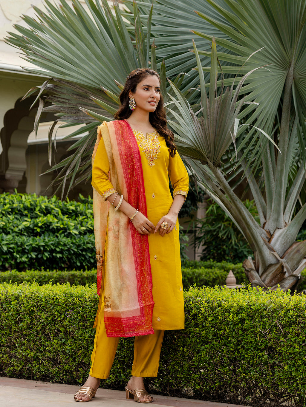 Women's Embroidered Rayon Kurta Pant Dupatta Set | Designer Ethnic Suit | D697