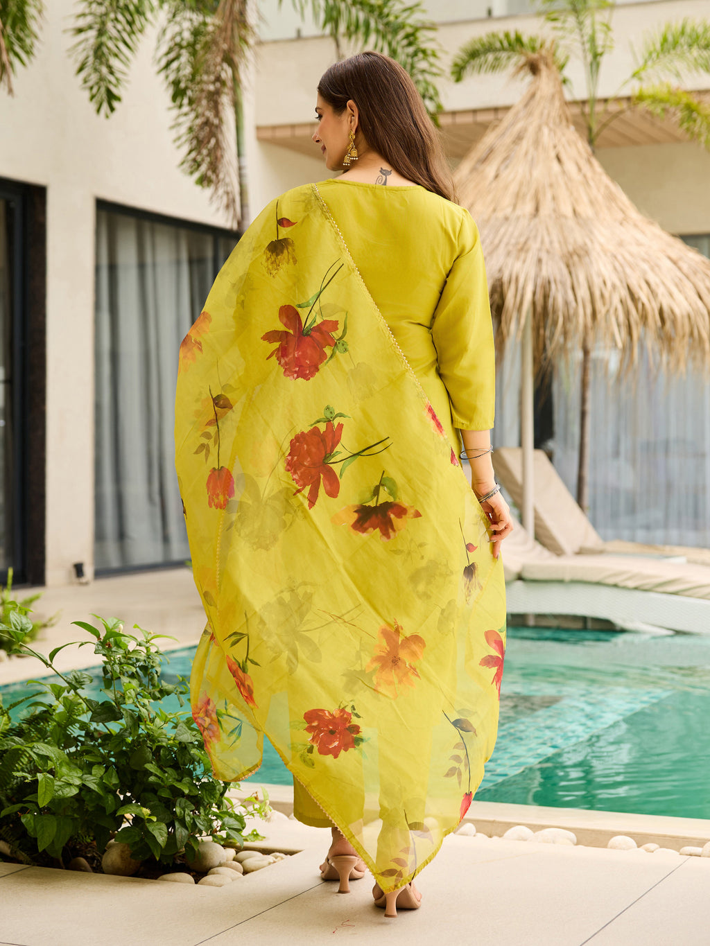 Women's Embroidered Rayon Kurta Set with Pant & Tabby Dupatta | Design D712