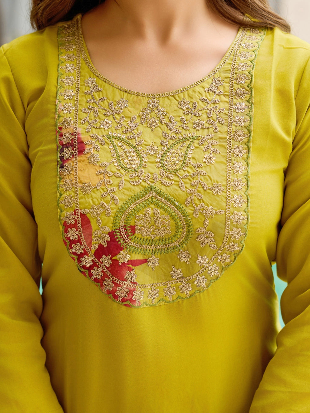 Women's Embroidered Rayon Kurta Set with Pant & Tabby Dupatta | Design D712