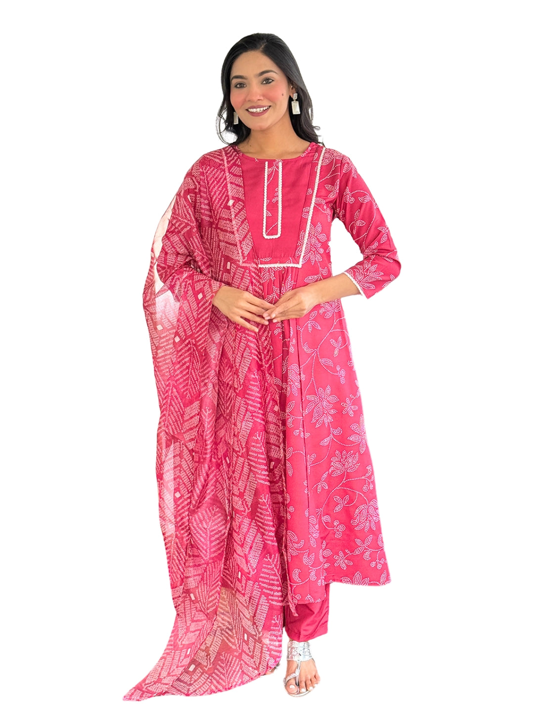 Women's Embroidered Rayon Kurti with Pant & Taby Dupatta Set | D722