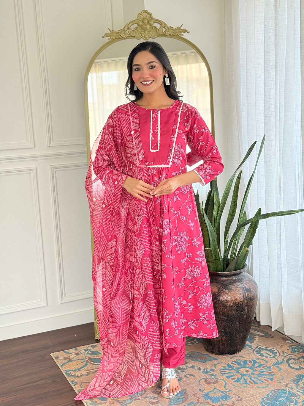 Women's Embroidered Rayon Kurti with Pant & Taby Dupatta Set | D722