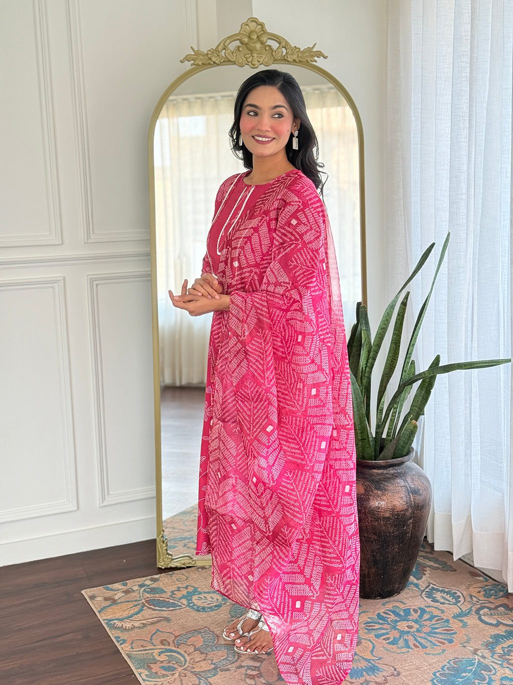 Women's Embroidered Rayon Kurti with Pant & Taby Dupatta Set | D722