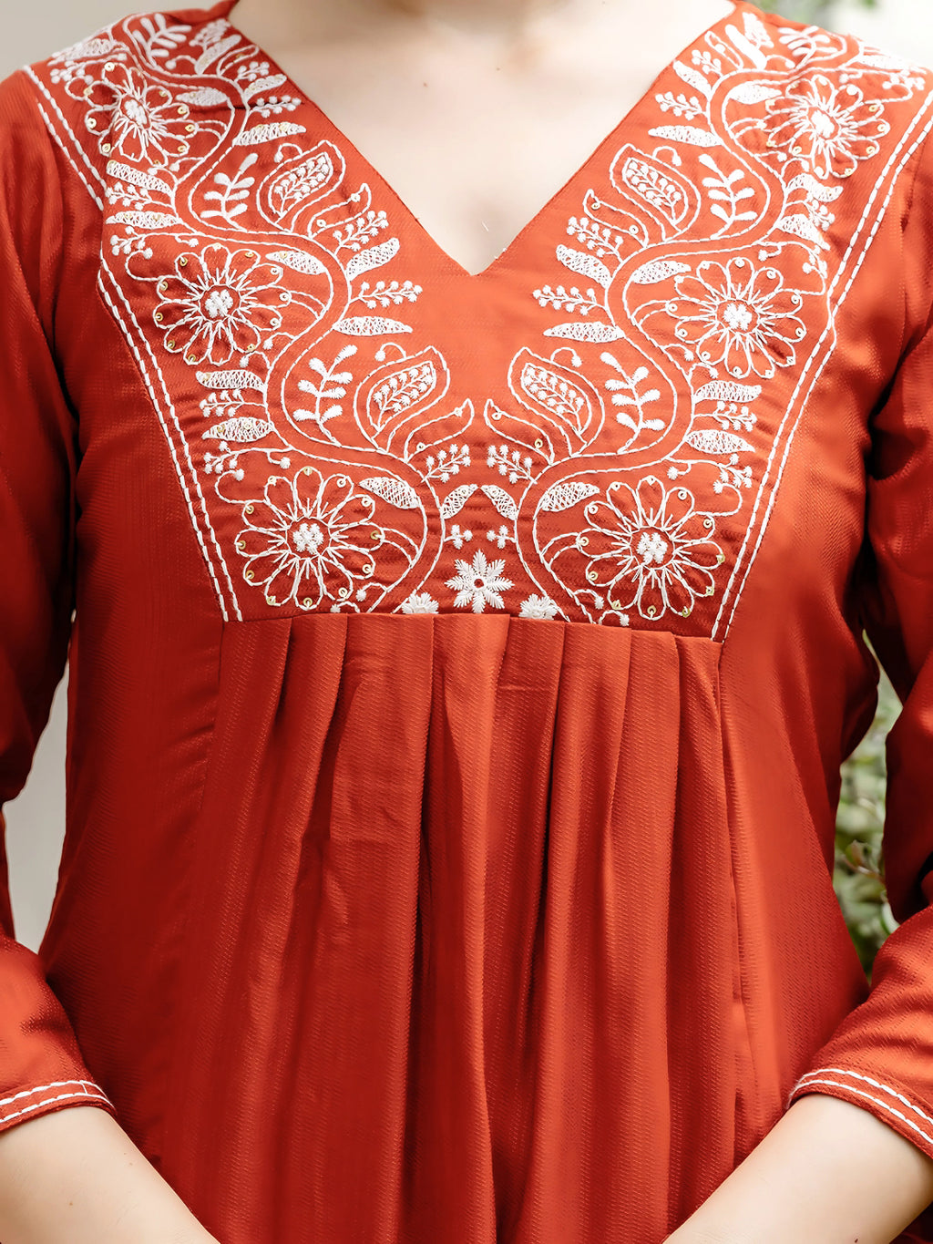 Women's Embroidered Kurti Pant Dupatta Set | Rayon | Design D748