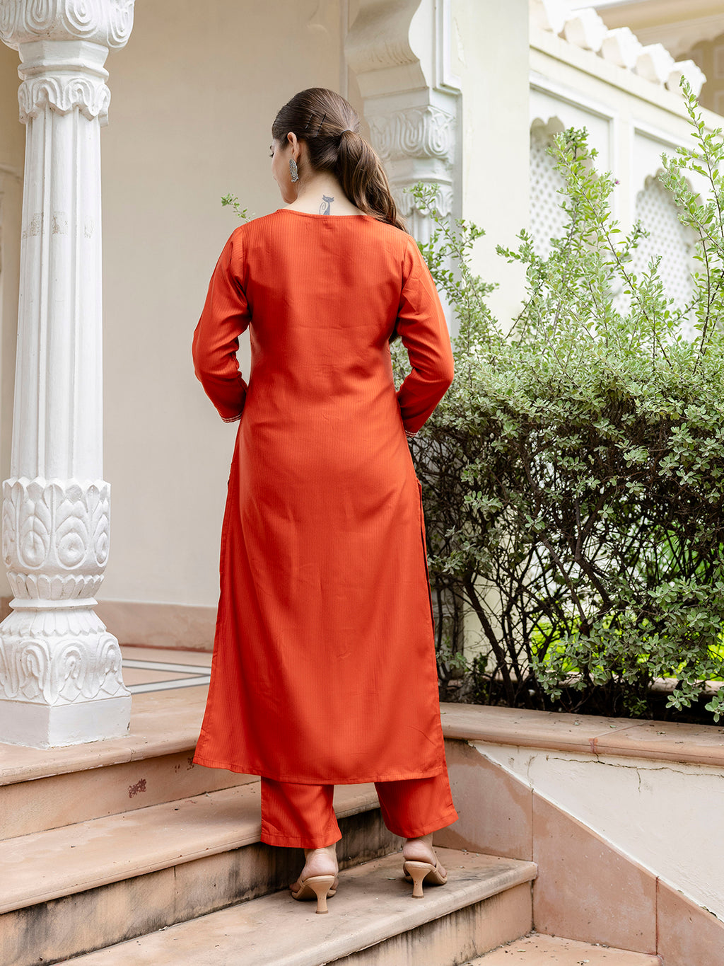 Women's Embroidered Kurti Pant Dupatta Set | Rayon | Design D748