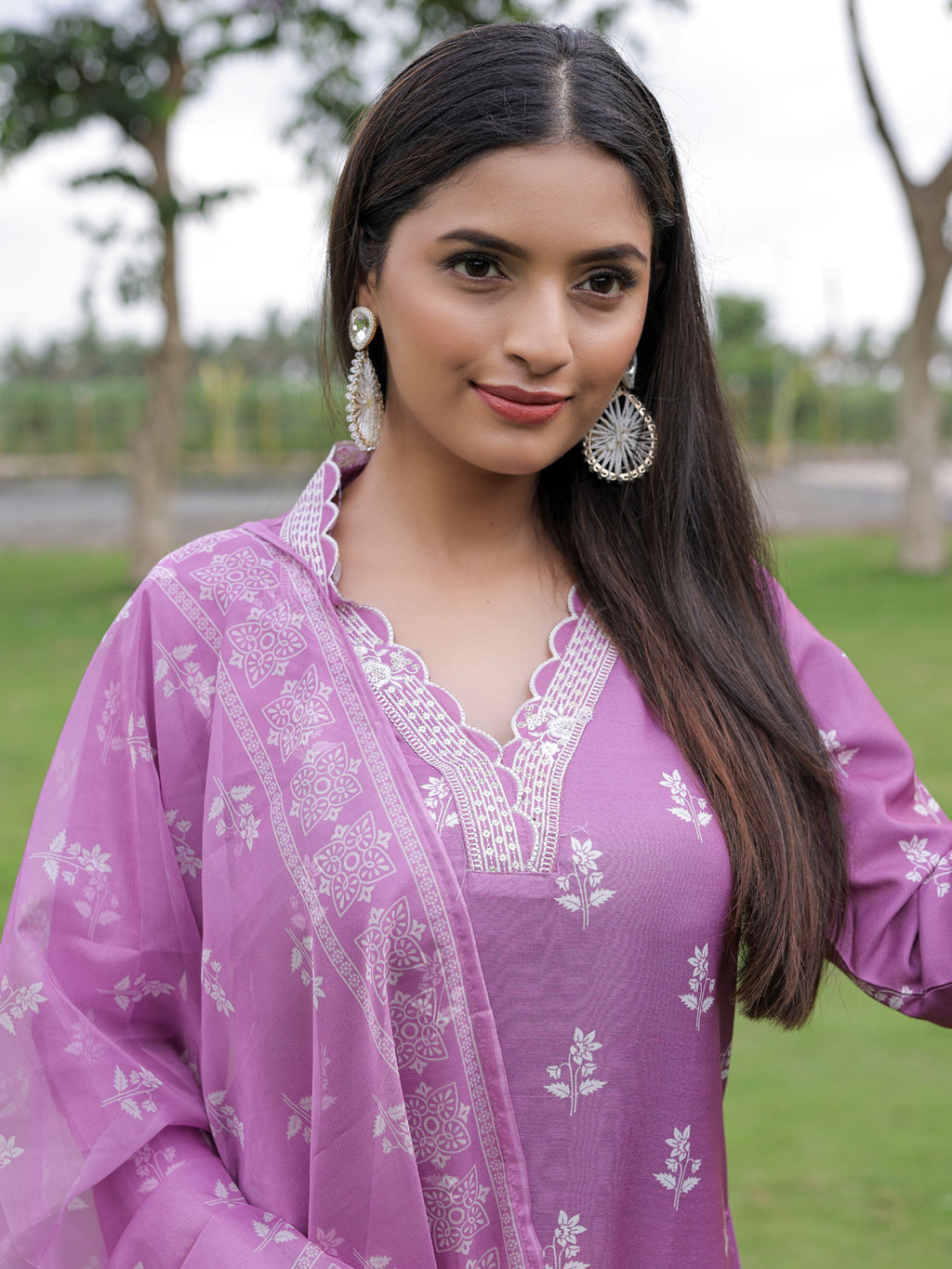 Women's Embroidered Rayon Kurti with Pant & Taby Dupatta Set | D780 ONION