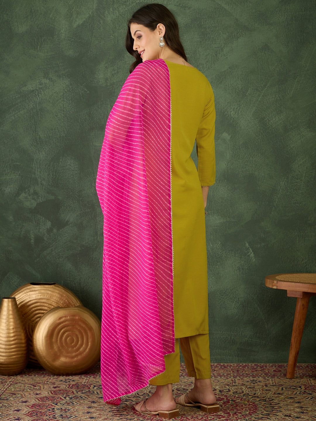 Women's Embroidered Rayon Kurta Set with Pant & Georgette Dupatta | Design D782
