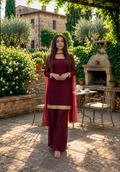 Women's Maroon Party Wear Ethnic Kurta Set