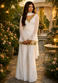Women's Ethnic V neck Co-Ord Set with Palazzo and Dupatta